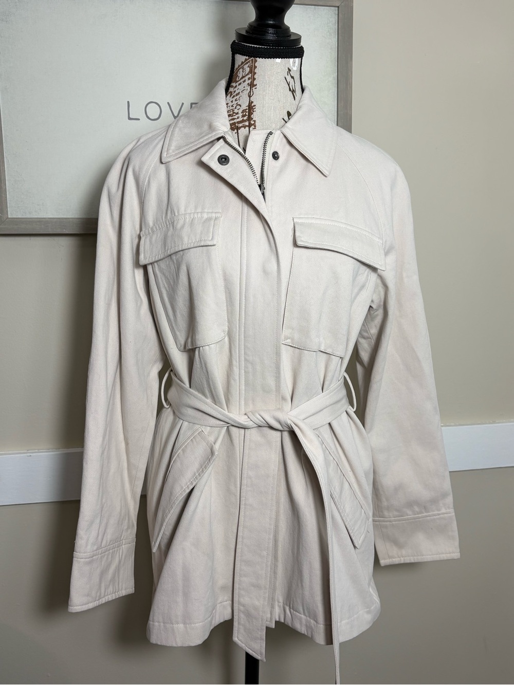 Greylin  Belted Utility Jacket Cotton Safari Military Style Small - Picture 2 of 9